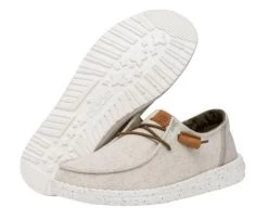 Hey Dude Cream Wendy Washed Canvas Women's Shoes 40297-13R