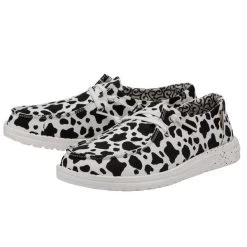 Hey Dude Cow Print Wendy Milky Way Women's Casual Shoes 40387-100 -Vogue Shoes 40387 100 5
