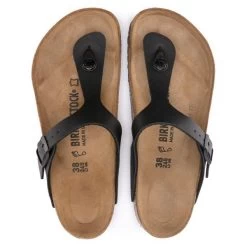 Birkenstock Black Gizeh Birko-Flor Womens Slide On Sandals R43691 -Vogue Shoes 43691 top resized 2