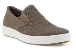 Ecco Taupe/Lion Soft 7 Mens Slip On Leather Sneakers 470484-60589
