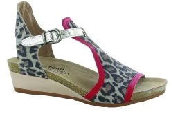Naot Cheetah Suede/Kiss Red Leather Fiona Womens Wedge Sandals 5042