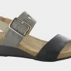 Naot Soft Black Leather With Foggy Gray Leather And Soft Beige Leather Dynasty Womens Sandals 5052-NUO
