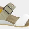 Naot White/Beige/Marigold Leather Fantasy Dynasty Womens Sandals 5052-WEL