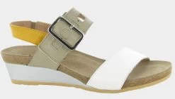 Naot White/Beige/Marigold Leather Fantasy Dynasty Womens Sandals 5052-WEL