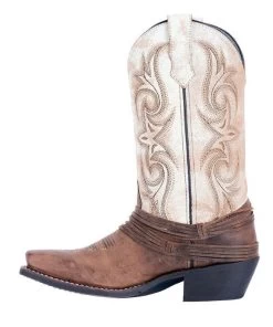 Dan Post Myra Sand With White Top Leather Womens Western Boots 51091 -Vogue Shoes 51091 3