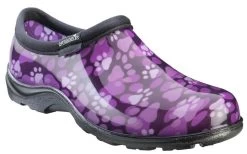 Sloggers Paw Print Purple Waterproof Rain Slip-On Comfort Womens Shoes 5114QP