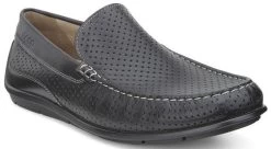Ecco Classic Black Leather Slip-On Mens Driving Moc 571034-01001