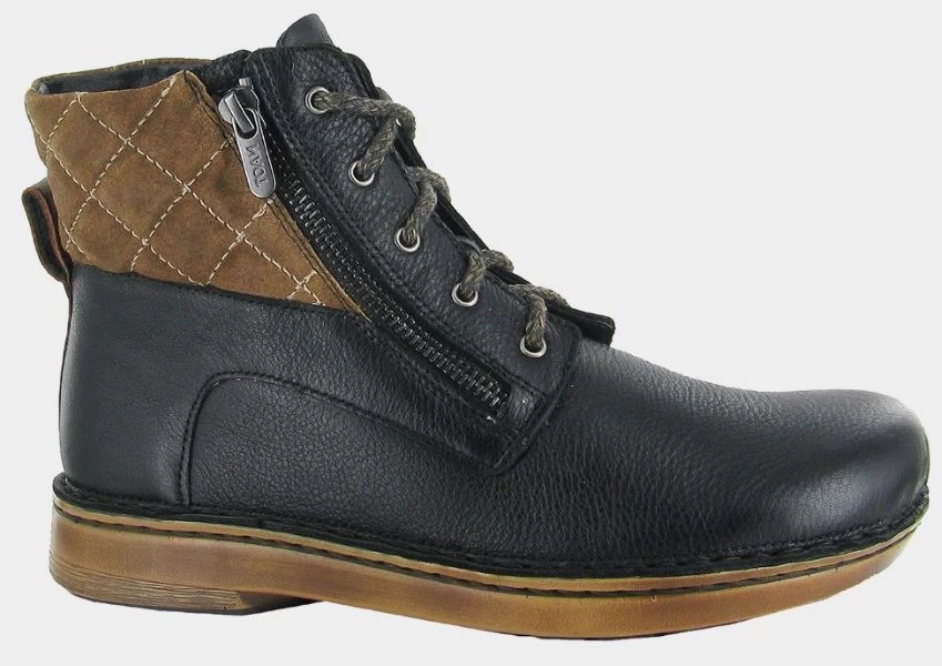 Naot Soft Black Leather/Antique Brown Suede/Soft Chestnut Leather Castera Womens Boots 63439-NVJ 3 Naot Soft Black Leather/Antique Brown Suede/Soft Chestnut Leather Castera Womens Boots 63439-NVJ