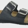 Naot Soft Black Leather Santa Barbara Womens Slide On Sandals -Vogue Shoes 7500 ba6