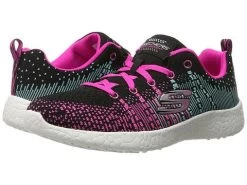 Skechers Burst Run Lace Black Multi Fabric Kids Running 81908L-BBLP -Vogue Shoes 81908l bblp 1