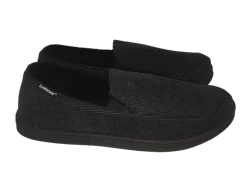 Isotoner Black Plain Loafer Style Mens Slippers 9K298BLK -Vogue Shoes 9k298blk 2.jpg wht bkck and resized