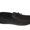 Isotoner Black Loafer Style Mens Slippers With Decorative Bow A9299BLK 1 Isotoner Black Loafer Style Mens Slippers With Decorative Bow A9299BLK -Vogue Shoes a9299blk 1 white bckg resized