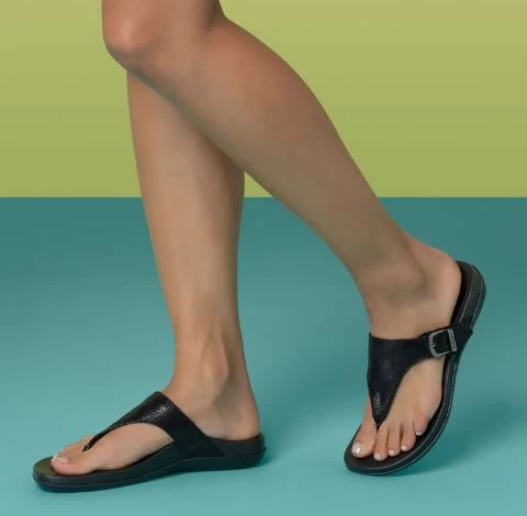 Aetrex Black Rita Adjustable Thong Womens Sandals AE800 9 Aetrex Black Rita Adjustable Thong Womens Sandals AE800 - Image 7