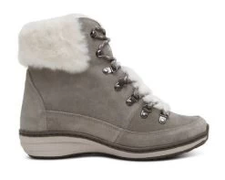 Aetrex Grey Jodie Fur Arch Support Waterproof Womens Winter Boots BB291 -Vogue Shoes bb291 1