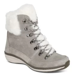 Aetrex Grey Jodie Fur Arch Support Waterproof Womens Winter Boots BB291