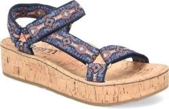 Born Navy Sirena Women's Cork Wrapped Wedge Platfrom Sandals BR0035474