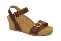 Aetrex Walnut Lexa Quarter Strap Women's Wedge Shoes CK102