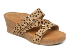 Aetrex Kimmy Cheetah Arch Support Womens Wedge Sandals CK314