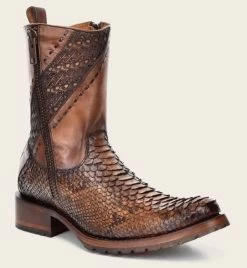 Cuadra Engraved Honey Genuine Python Leather Men's Boots CU425