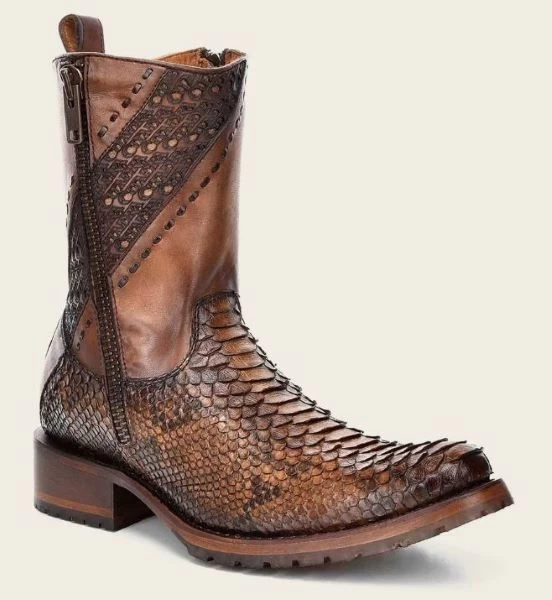 Cuadra Engraved Honey Genuine Python Leather Men's Boots CU425 3 Cuadra Engraved Honey Genuine Python Leather Men's Boots CU425