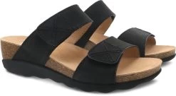 Dansko Black Maddy Milled Nubuck Womens Sandals 1510-470200 -Vogue Shoes dbl 1510470200 resized