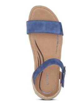Aetrex Blue Sydney Quarter Strap Womens Espadrille Wedge EW715 -Vogue Shoes ew715 6 resized
