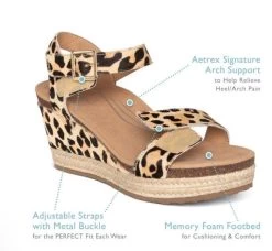 Aetrex Blue Sydney Quarter Strap Womens Espadrille Wedge EW715 -Vogue Shoes ew715 8 resized