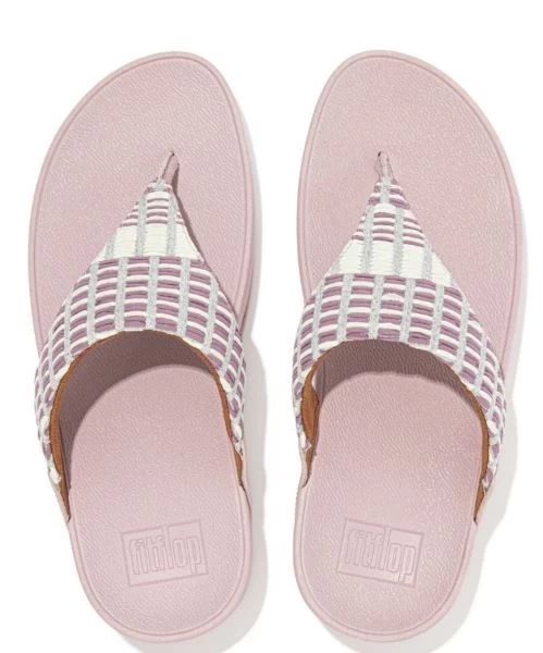 Fitflop Soft Lilac Lulu Art Denim Womens Toe Post Sandals FB2-946 7 Fitflop Soft Lilac Lulu Art Denim Womens Toe Post Sandals FB2-946 - Image 5