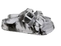 Surf7 Black And White Childrens Double Buckle Slides FF283B-BLKWHT