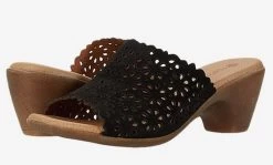 Eric Michael Black Finley Womens Leather Upper Slide Sandals