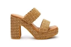Beach By Matisse Cognac Gem Raffia Women's Platform Heel Sandals GEM-RAFFIA -Vogue Shoes gem raffia