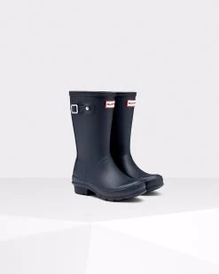 Hunter Boots Hunter Classic Navy Matte Kids Waterproof Boots JFT6000RMA-NVY -Vogue Shoes jft6000rma nvy
