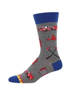 Socksmith Gray Heather Firefighter Men's Crew Socks MNC813-HEG