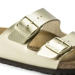 Birkenstock Gold Arizona Birko-Flor Womens Slide On Sandals N1016111 13 Birkenstock Gold Arizona Birko-Flor Womens Slide On Sandals N1016111 -Vogue Shoes n1016111 detail 1