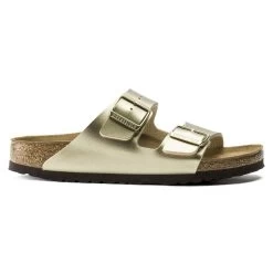 Birkenstock Gold Arizona Birko-Flor Womens Slide On Sandals N1016111 14 Birkenstock Gold Arizona Birko-Flor Womens Slide On Sandals N1016111 -Vogue Shoes n1016111 side