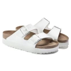 Birkenstock White Arizona Platform Vegan Ladies Sandals N1018581 11 Birkenstock White Arizona Platform Vegan Ladies Sandals N1018581 -Vogue Shoes n1018581 4