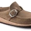 Birkenstock Grey Taupe Buckley Suede Leather Womens Shoes 1019490 -Vogue Shoes n1019490
