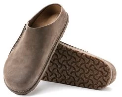 Birkenstock Gray Taupe Zermatt Premium Suede Leather Women's Clog N1021366 -Vogue Shoes n1021366 2