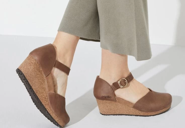 Birkenstock Cognac Mary Ring-Buckle Womens Wedge Shoes N1023525 6 Birkenstock Cognac Mary Ring-Buckle Womens Wedge Shoes N1023525 - Image 4