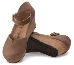 Birkenstock Cognac Mary Ring-Buckle Womens Wedge Shoes N1023525 8 Birkenstock Cognac Mary Ring-Buckle Womens Wedge Shoes N1023525 -Vogue Shoes n1023525 2