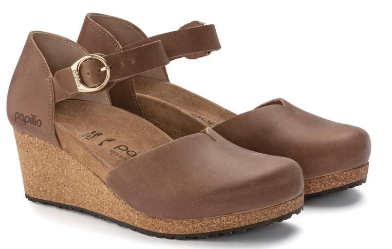 Birkenstock Cognac Mary Ring-Buckle Womens Wedge Shoes N1023525 4 Birkenstock Cognac Mary Ring-Buckle Womens Wedge Shoes N1023525 - Image 2