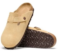 Birkenstock Latte Cream Boston Womens Suede Leather Clog N1026164 -Vogue Shoes n1026164 2