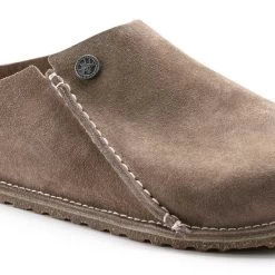 Birkenstock Gray Taupe Zermatt Premium Suede Leather Men's Clog R1021318 -Vogue Shoes r1021318 6 resized