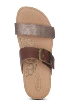Aetrex Brown Daisy Adjustable Womens Slide Sandals SC542 -Vogue Shoes sc542 4