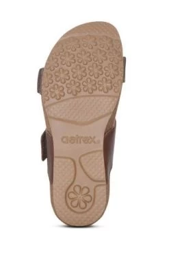 Aetrex Brown Daisy Adjustable Womens Slide Sandals SC542 -Vogue Shoes sc542 5