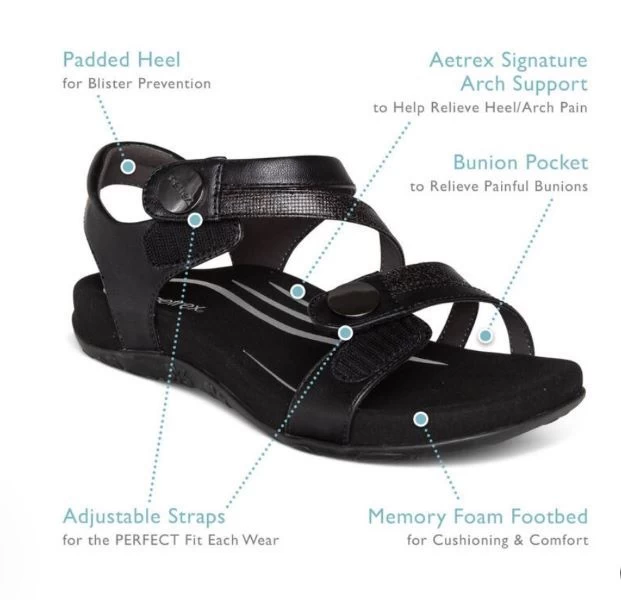 Aetrex Navy Jess Adjustable Quarter Strap Sandal SE215 9 Aetrex Navy Jess Adjustable Quarter Strap Sandal SE215 - Image 7