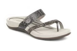 Aetrex Pewter Sparkle Izzy Adjustable Slide Womens Sandals SE233