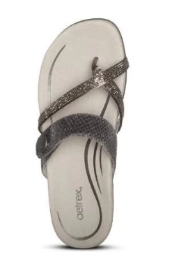 Aetrex Pewter Sparkle Izzy Adjustable Slide Womens Sandals SE233 -Vogue Shoes se233 3