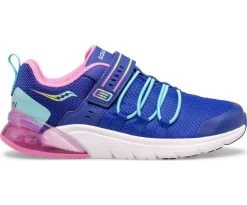 Saucony Navy/Pink Flash Glow 2.0 Girl's Wide Width Sneakers SK165064W -Vogue Shoes sk165064w 1 resized