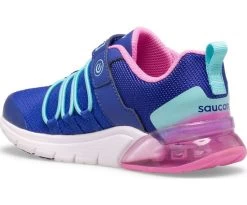 Saucony Navy/Pink Flash Glow 2.0 Girl's Wide Width Sneakers SK165064W -Vogue Shoes sk165064w 3 resized